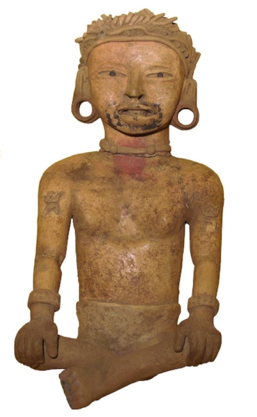 Remojadas Culture, Seated Male Figure , 500-700 CE, Ceramic, Polk Museum of Art Permanent Collection 1983.1.6, Gift of Dr. and Mrs. David Taxdal.