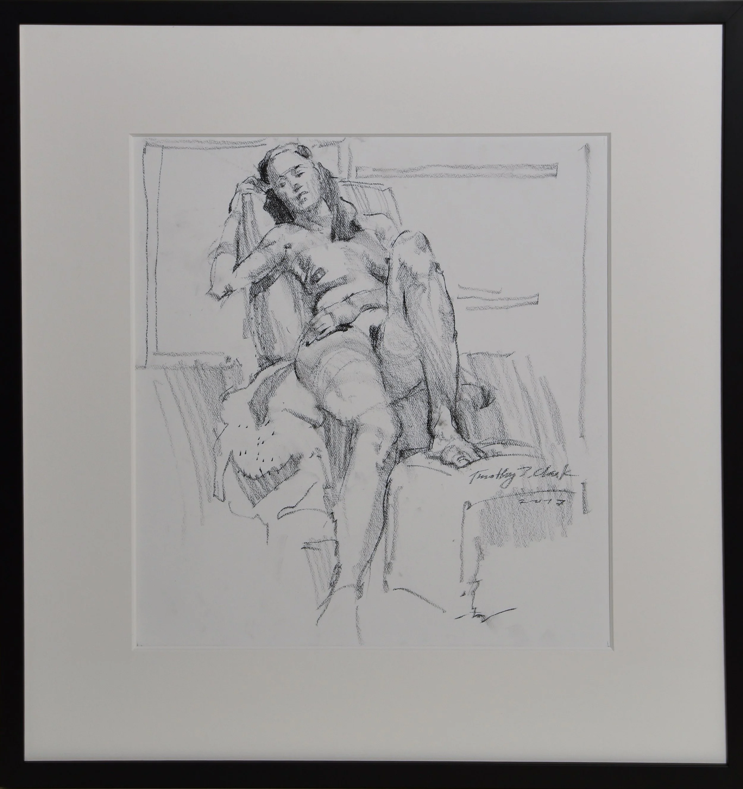 Reclining Nude with Ottoman Pillow and Robe