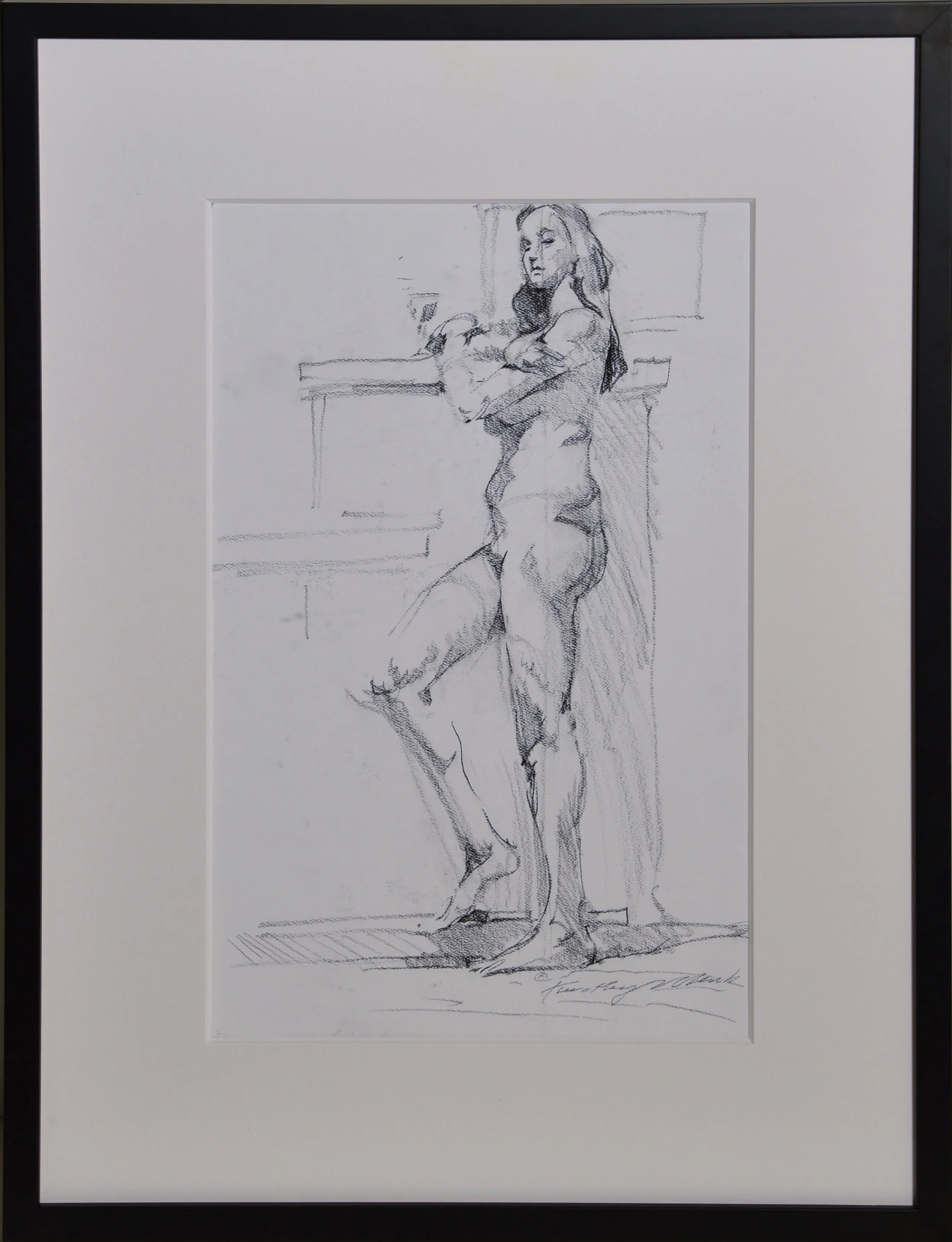 Standing Nude with Arm on Rail