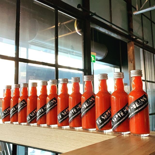 Extremely limited run of &ldquo;Human&rsquo;s Own&rdquo; hot sauce available for delivery or collection @thecollablondon from right now till Sunday night. Comes with a free glass bottle!! Fermented scotch bonnets, habanero, jalape&ntilde;o. It&rsquo;