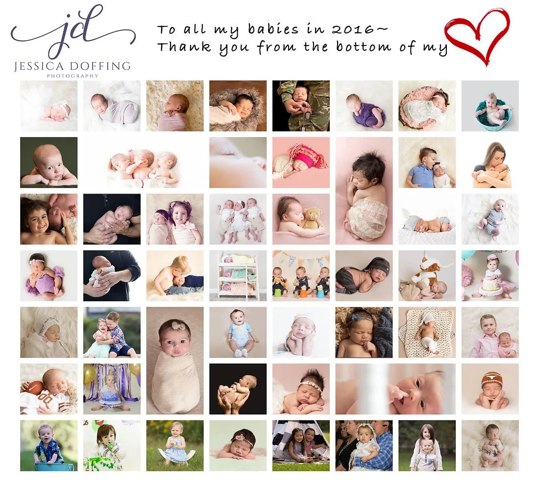 I didn't shoot enough newborns in 2016 to fill up the collage, so I included all of my older babies too :)