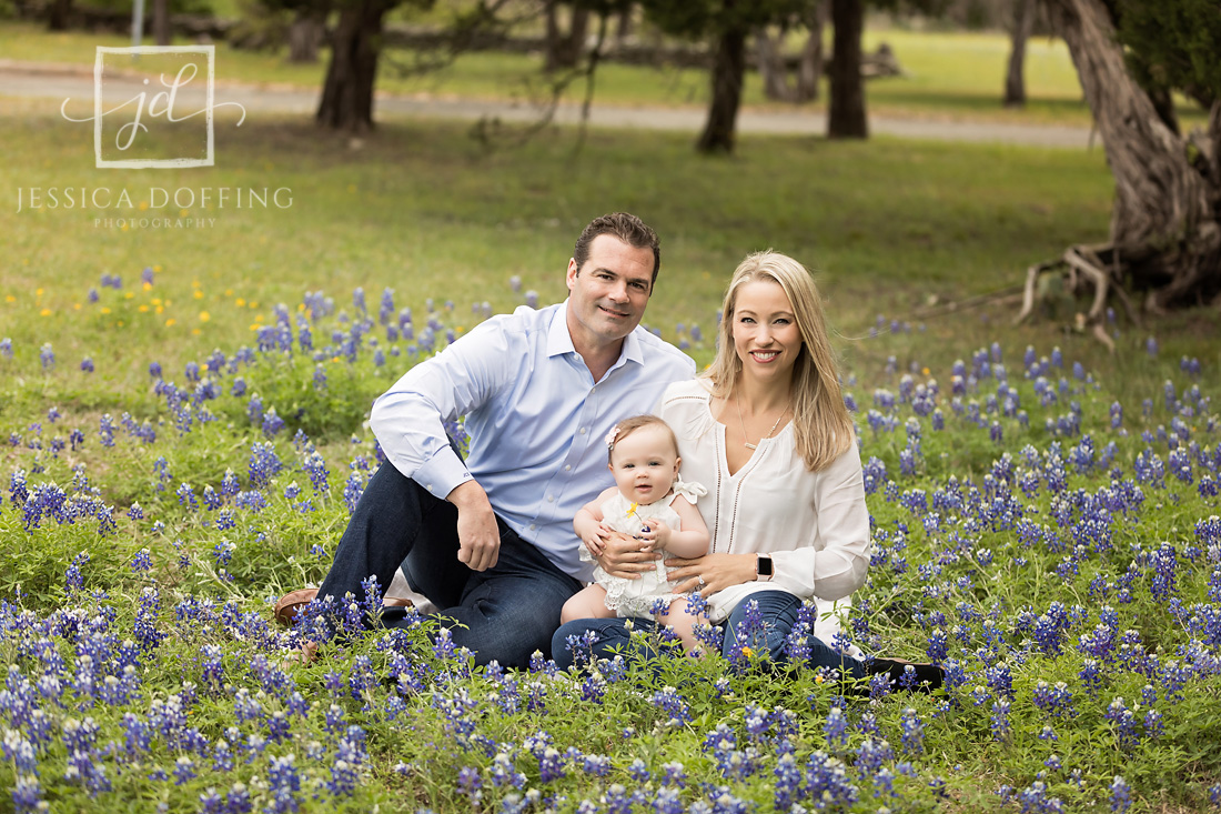 family baby girl bluebonnets