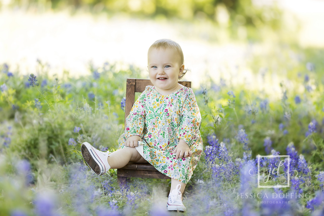 baby girl chair bluebonnets