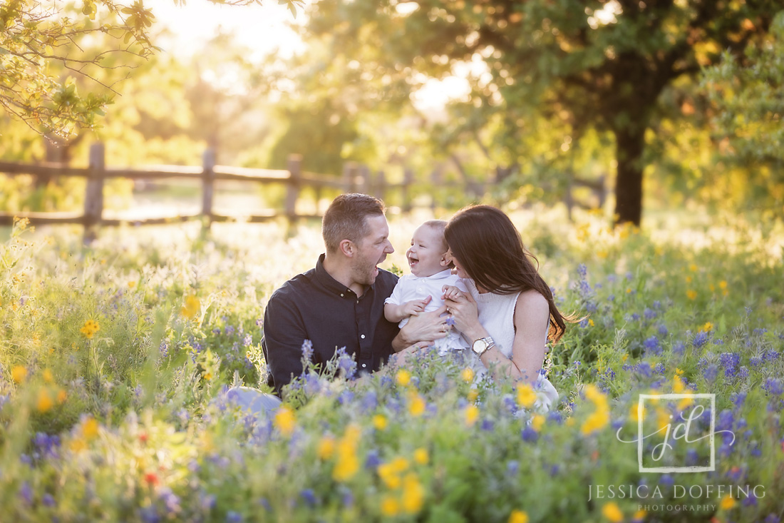 family laughing austin texas wildflowers