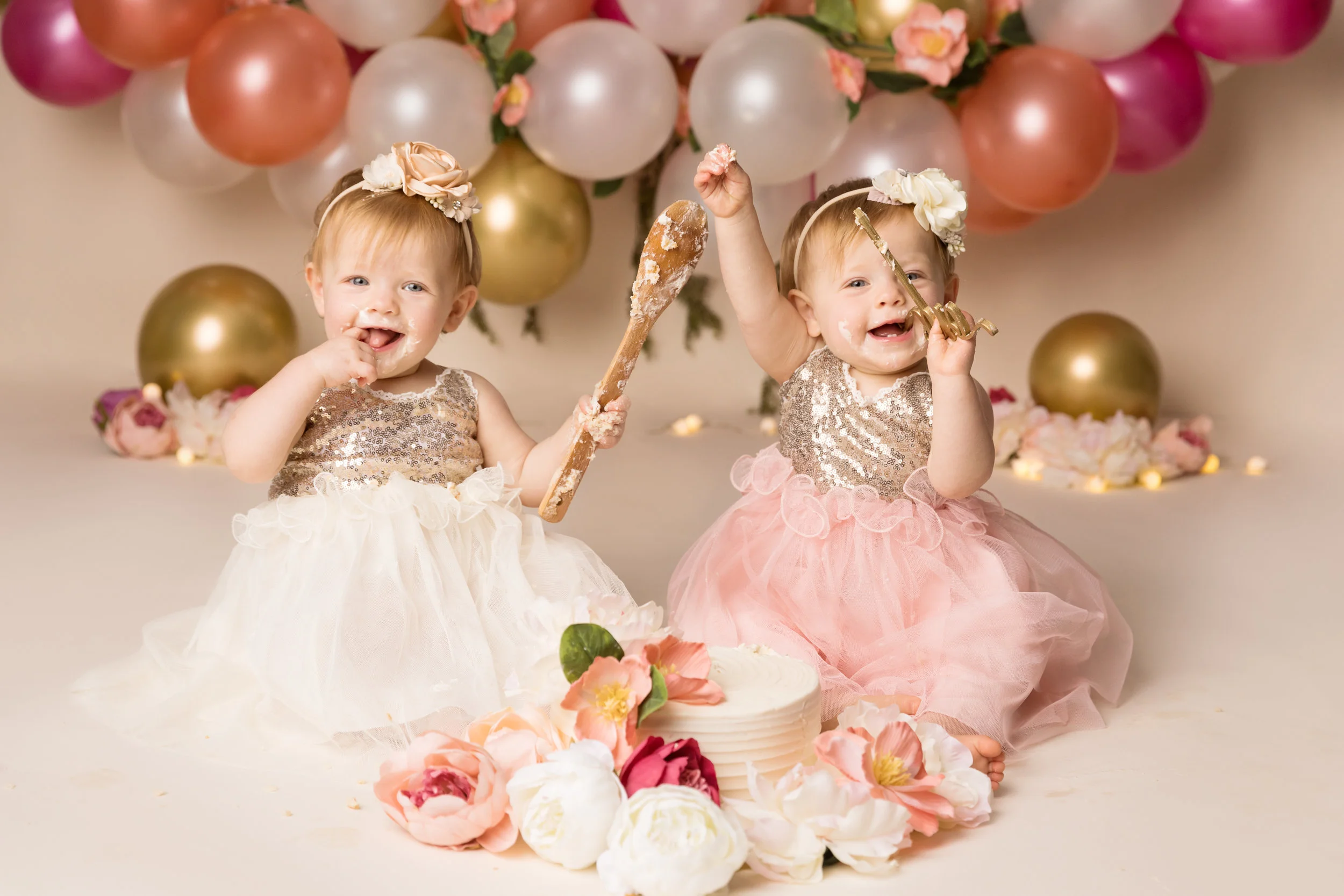 Twin girls cake smash