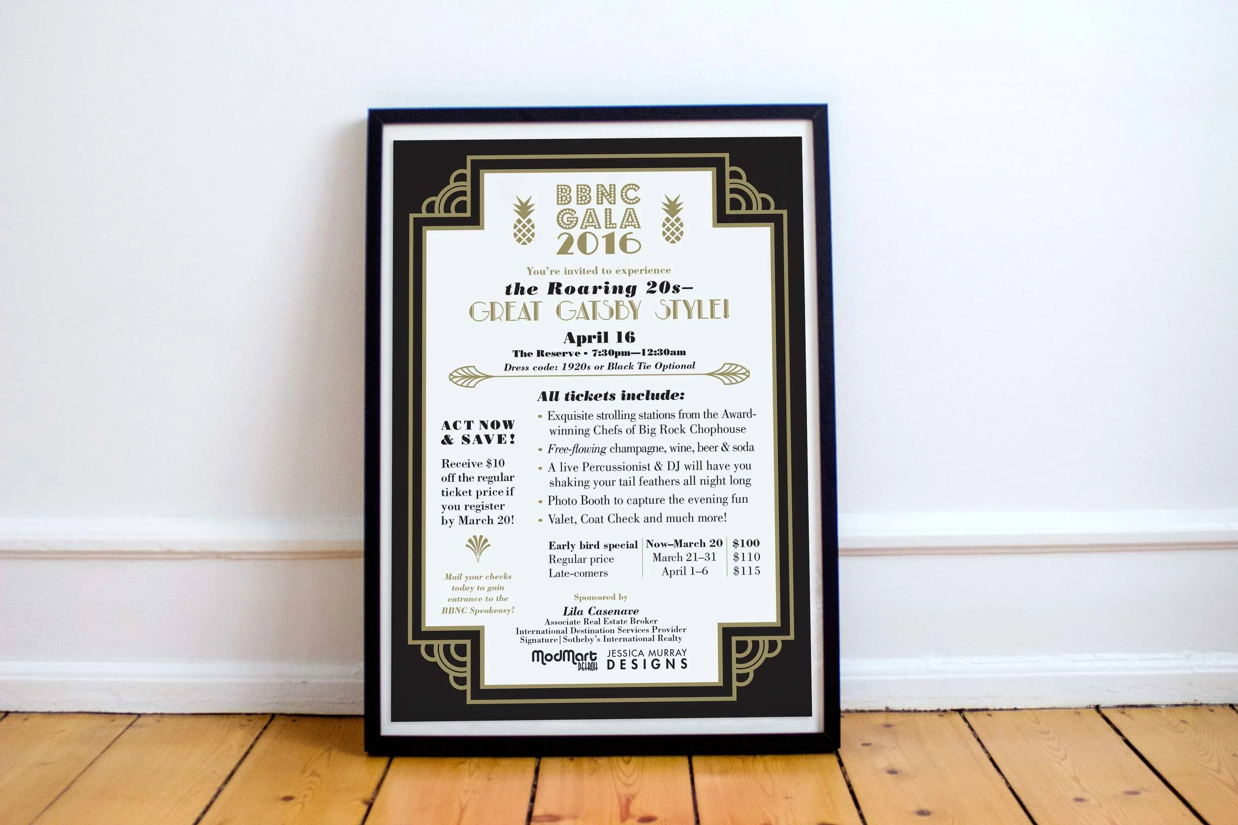 Poster and marketing for the BBNC gala event that helped promote ticket sales