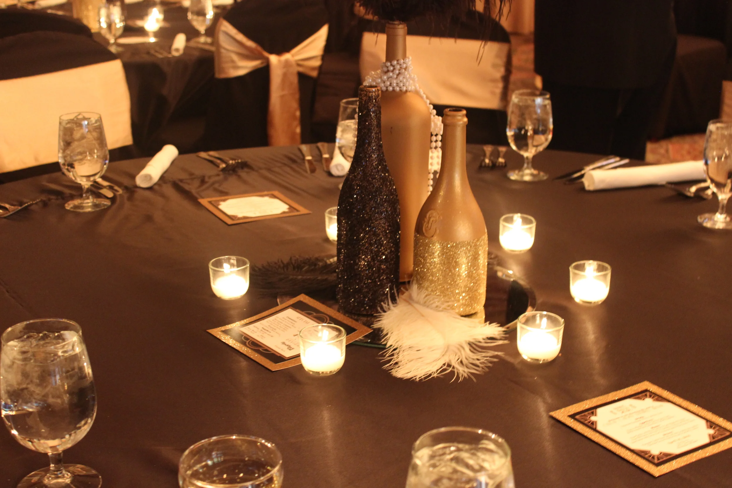 Table decor, menu and thank you card were designed by me