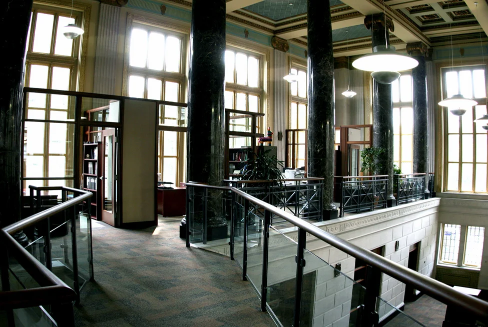 Restoration of this historically protected building included an addition to the building, which houses two new elevators and stand-alone office spaces.
