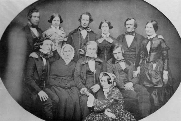 The Laughlin family; William and Mary (Drake) Laughlin stand at upper left