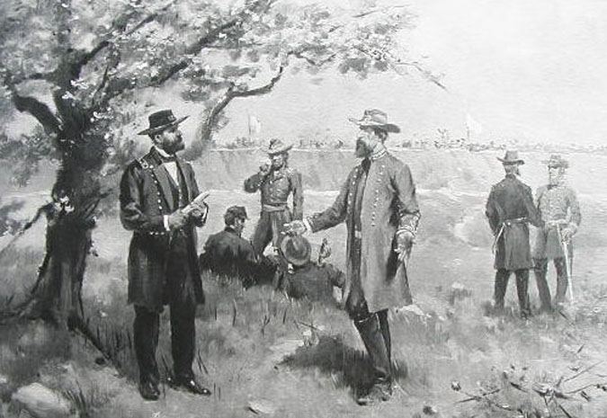Pemberton's surrender to Grant at Vicksburg, note tree at left