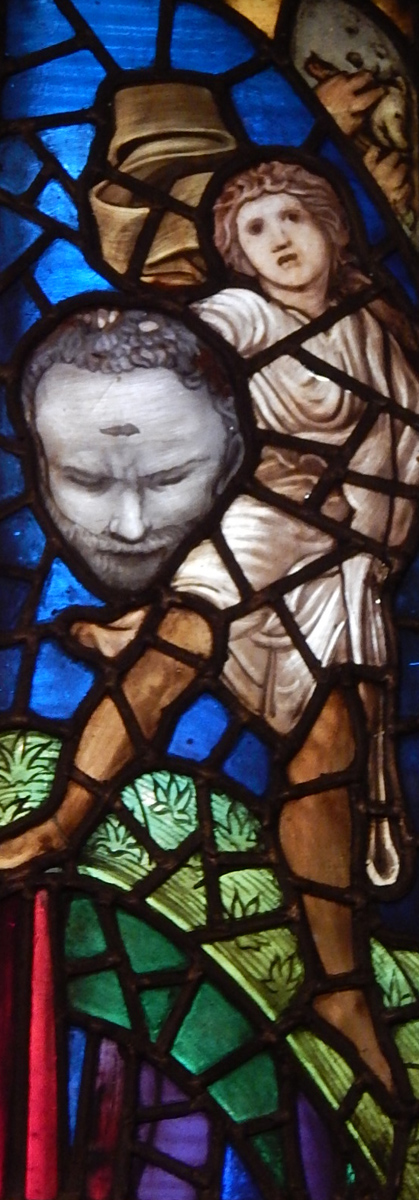 William Morris as the head of Goliath (detail from upper right of window)