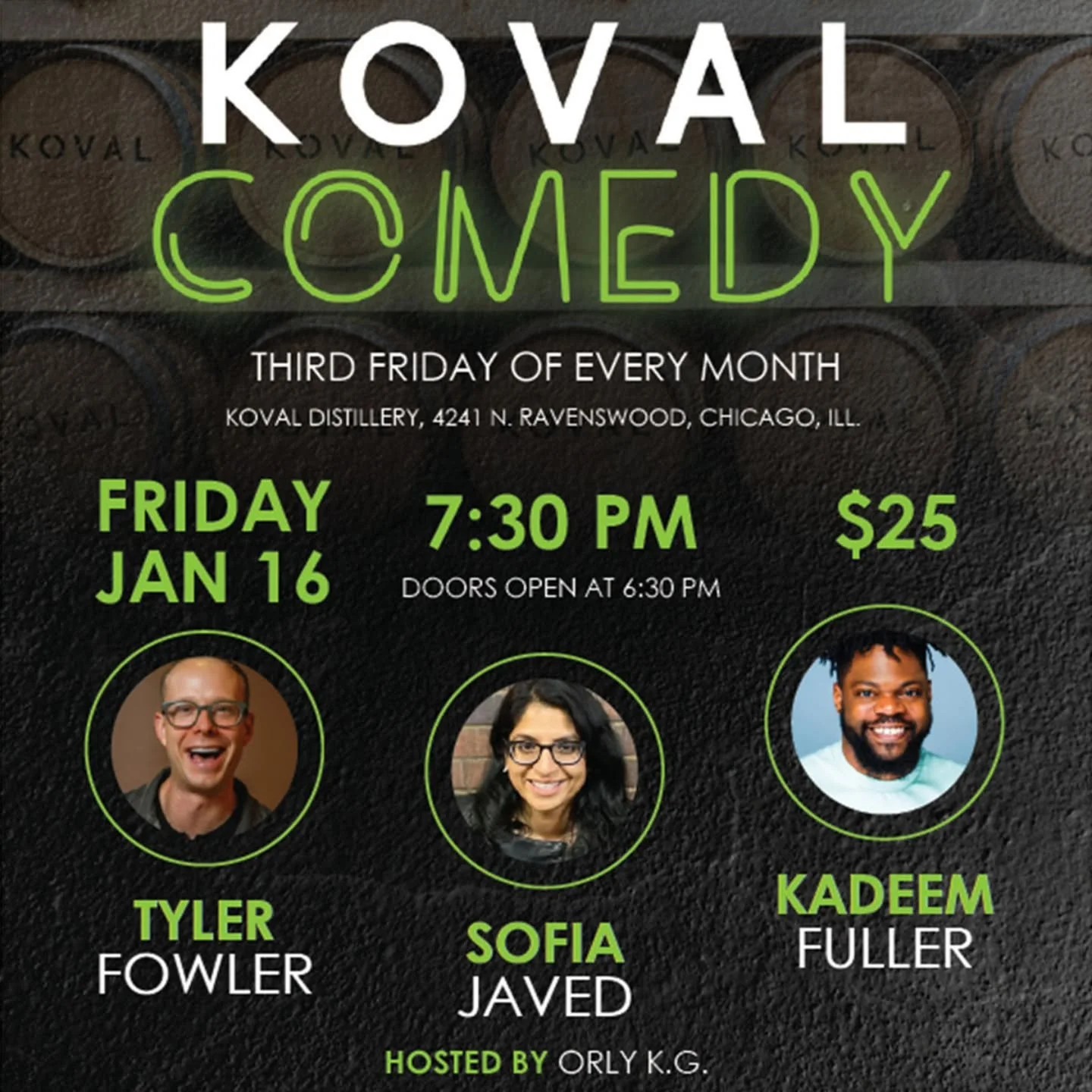 Join us on Friday, January 16 when our friends at @kovaldistillery, 4241 N. Ravenswood, in collaboration with Chicago Comedy Works, launch their 2026 Koval comedy series with a special show to benefit Glessner House! 

Doors open at 6:30pm with the o