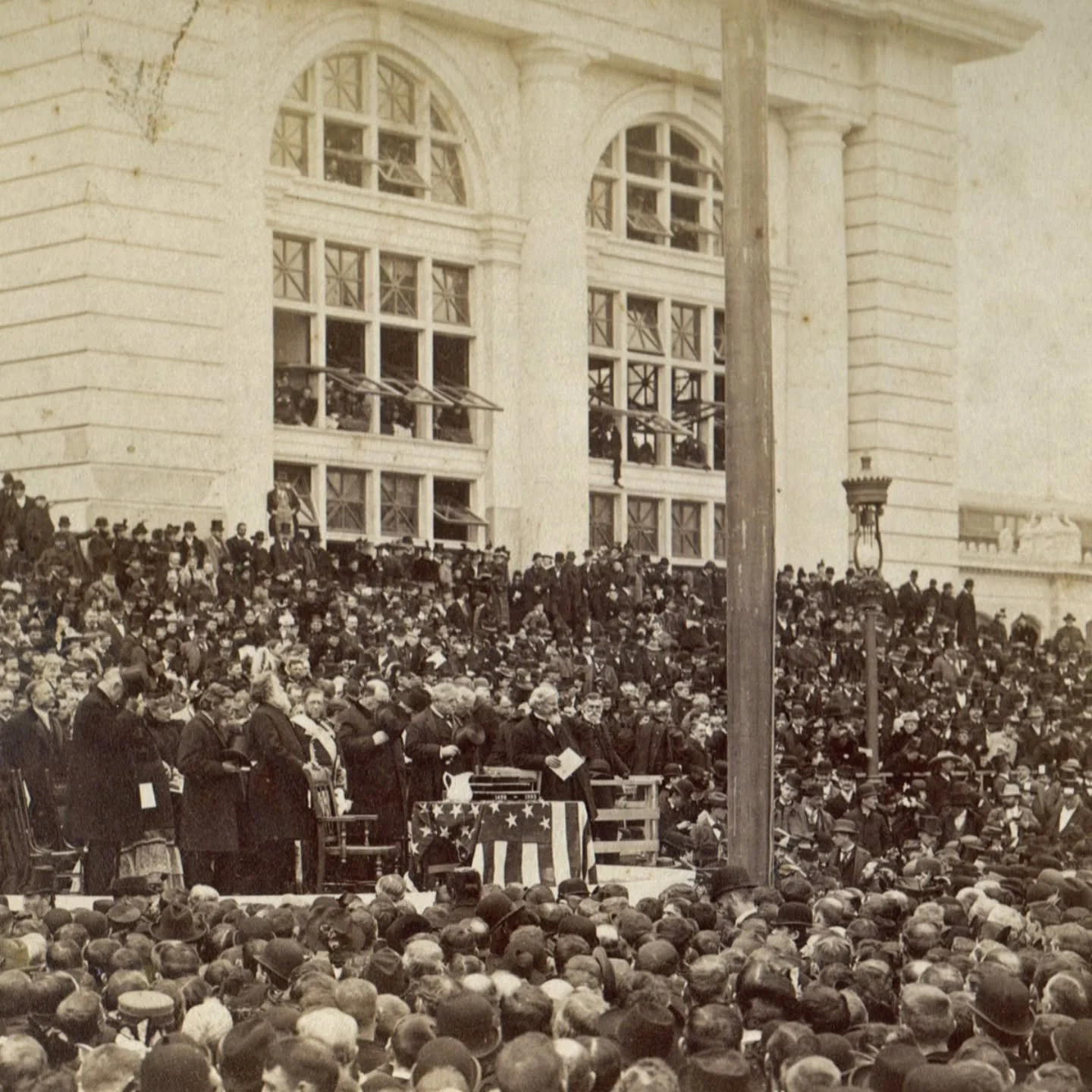 This week&rsquo;s Photo Friday shows President Grover Cleveland (at center) opening the World&rsquo;s Columbian Exposition on May 1, 1893. 

The Glessners were seated among the 2,000 guests seen in the grandstands behind Cleveland, erected on the eas
