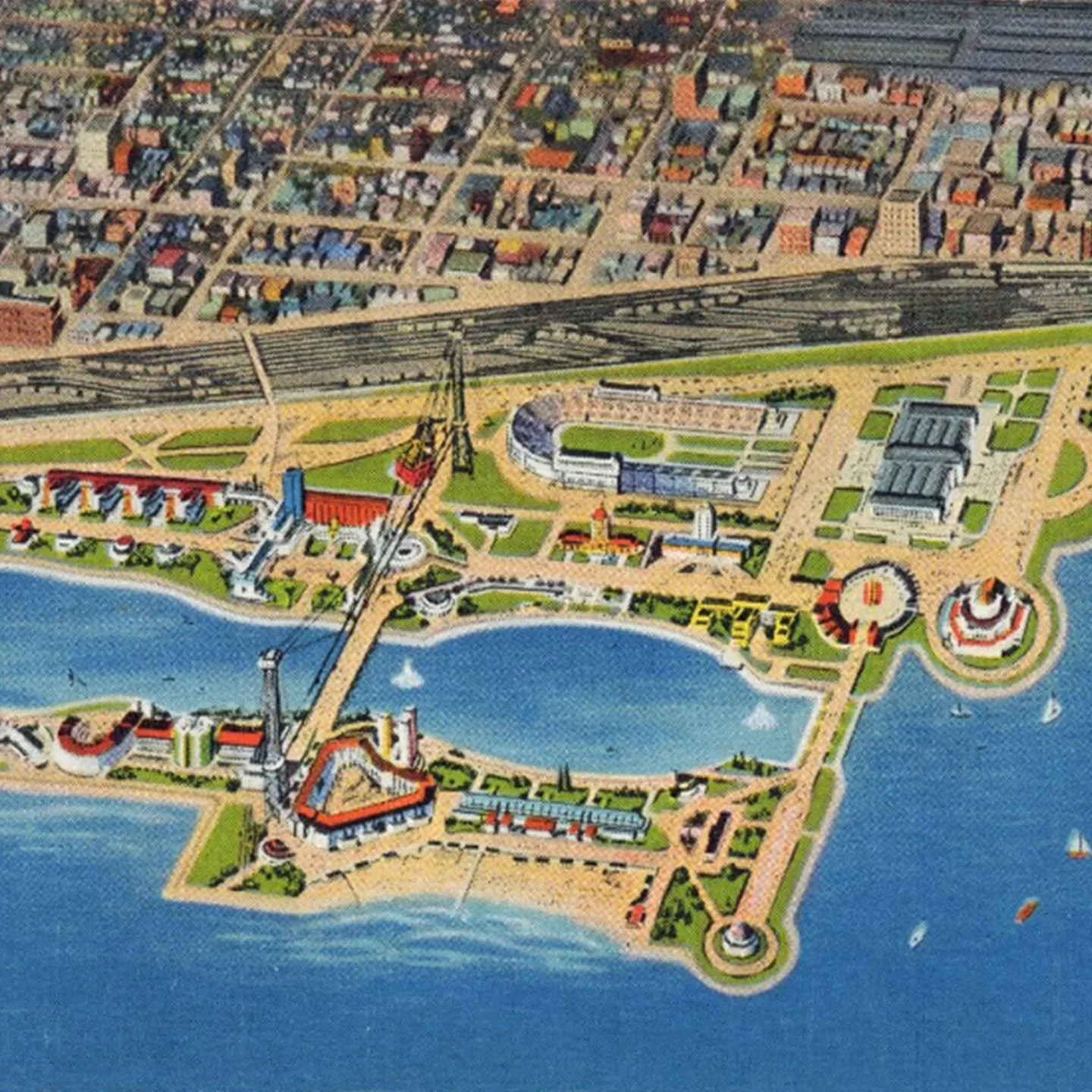 The Century of Progress World&rsquo;s Fair opened in Chicago on May 27, 1933 &ndash; 93 years ago today. The Fair was located along the lakefront south of downtown. This aerial view shows a portion of the fairgrounds; Glessner House is located in the