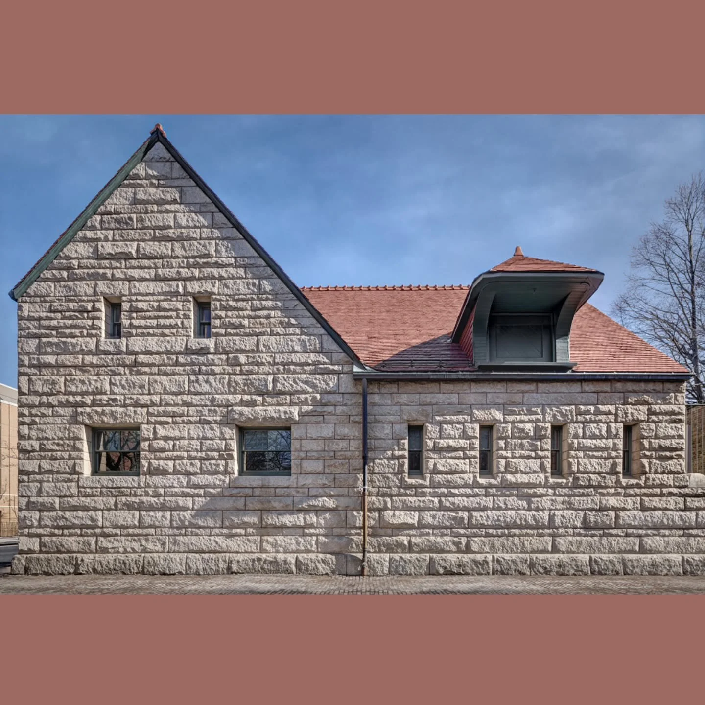 This week&rsquo;s Photo Friday shows the west elevation of the house, facing towards the alley. The larger first floor windows, at left, illuminated the carriage room, while the smaller windows, at right, were set one above each horse stall. The seco