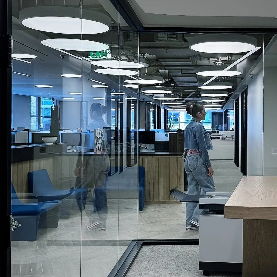 Do fishbowls evoque transparency? Or is it a mere no-trespassing sign, but subtle?
Which side of the glass you are? Are you the spectator looking from the distance onto the (workspace) landscape, or the subject showcased inside a glass box. ..
One wa