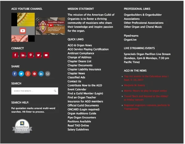 A small icon identifying the lessons could be placed onto the bottom of the home page in an effort to drive traffic to the AGO YouTube Channel Playlist, "Lessons for the New Organist"
