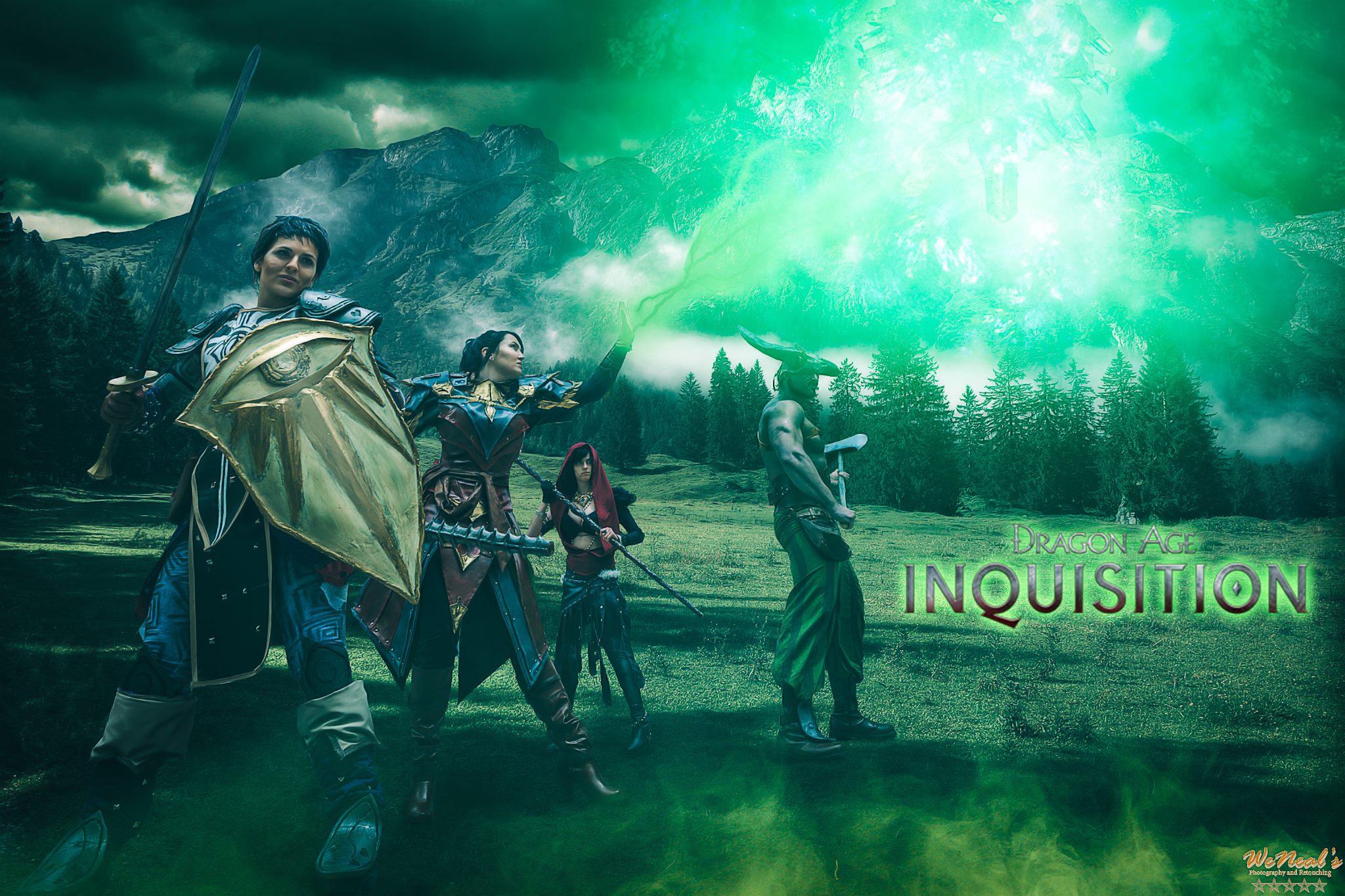 Laura is Cassandra, Sarah Cain Cosplay is The Inquisitor, Charles DeGrooty is Morrigan, Jesse is Iron Bull | Photo by WeNeals Photography