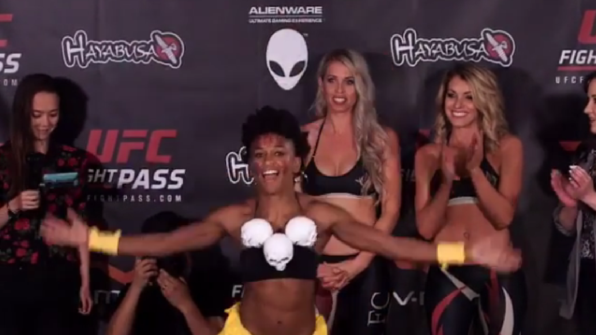 Video: MMA Athlete Angela Hill Weighs In Dressed As STREET FIGHTER'S Dhalsim
