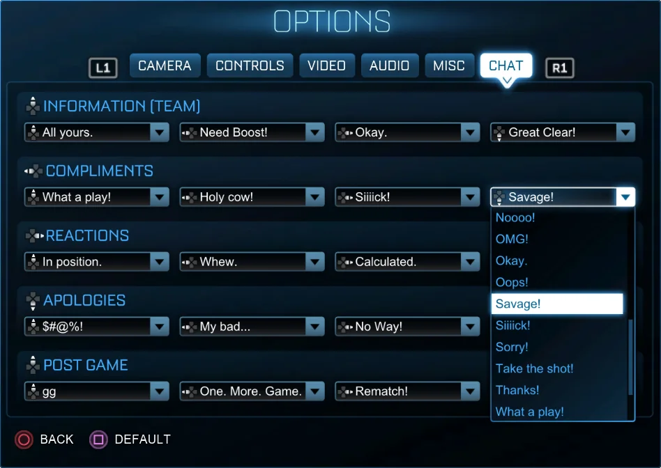 ROCKET LEAGUE Getting More Quick Chat Options In June