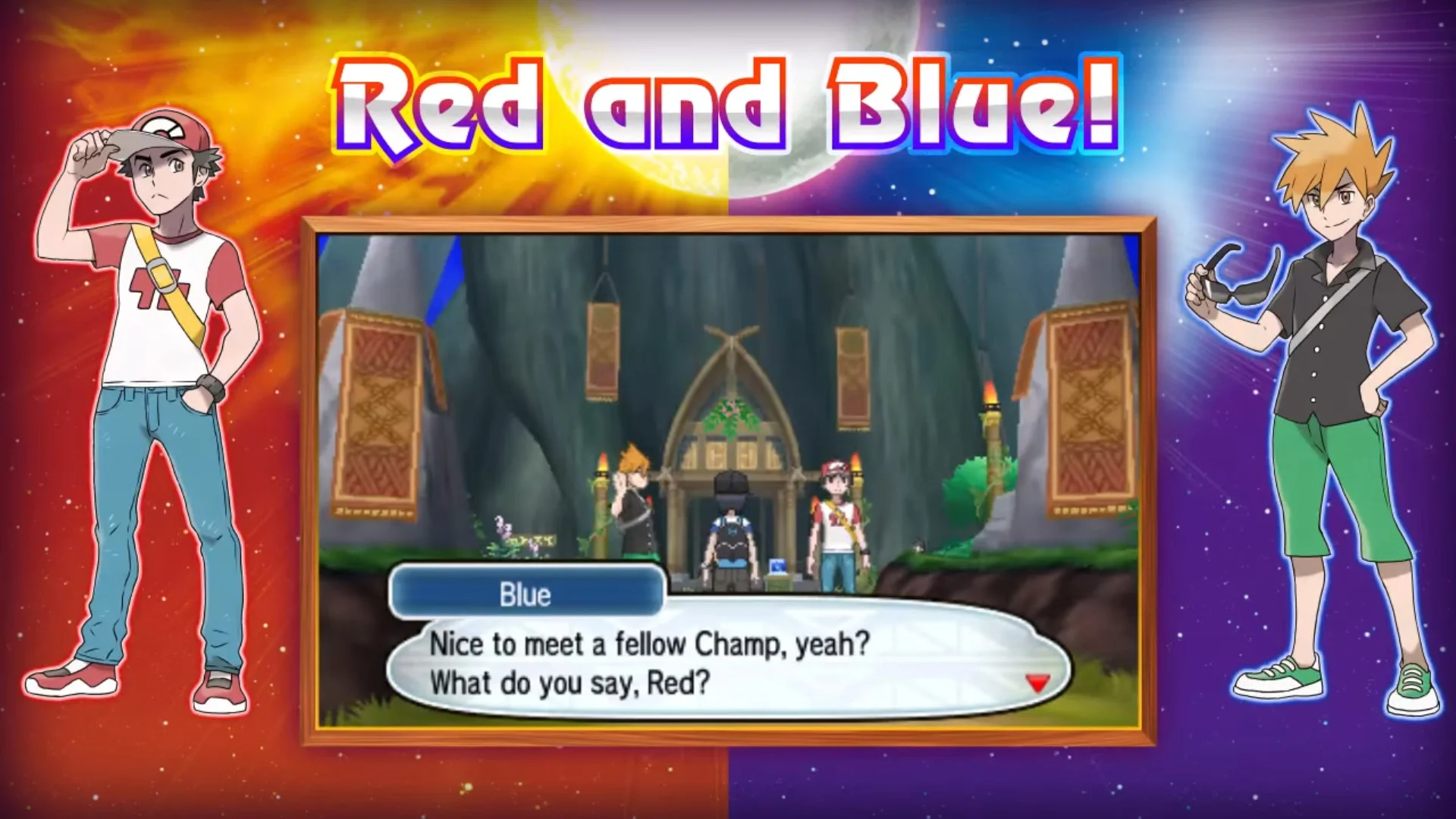 You Will Have To Battle Trainers Red And Blue In POKEMON SUN And MOON
