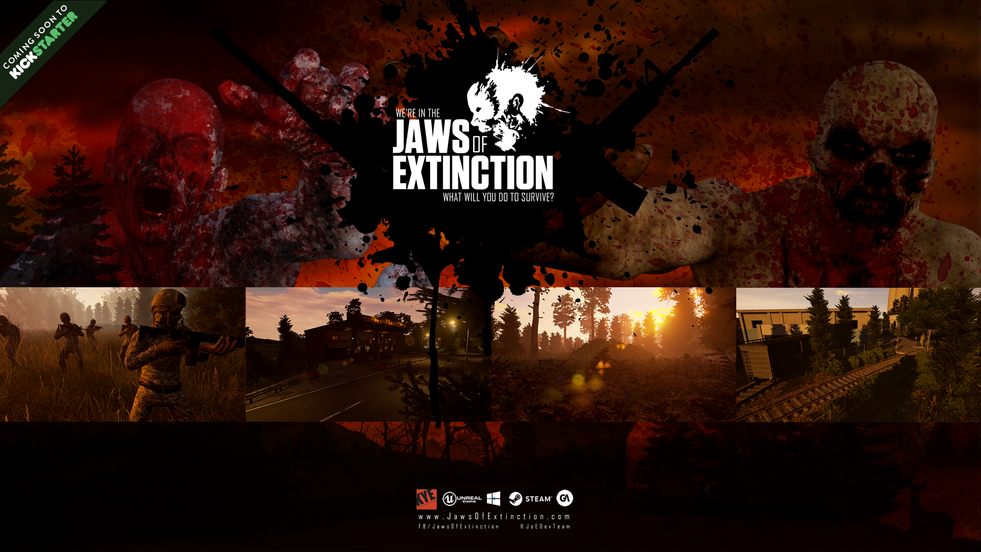 JoE Game Logo with Enemies and Screenshots