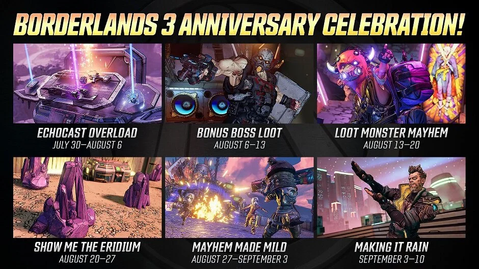Celebrate BORDERLANDS 3's Upcoming 1 Year Anniversary By Taking Part In These Limited-Time Events