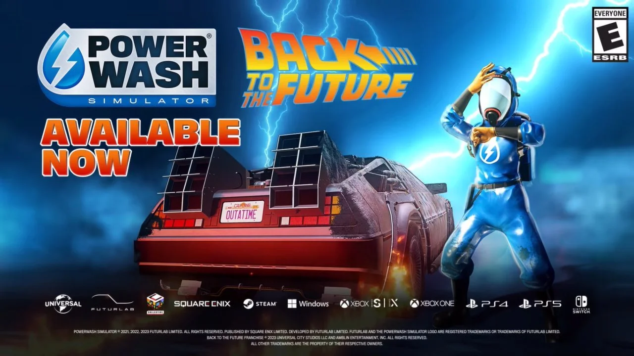 Time-Traveling Hose Heroes Hit The Screens In POWERWASH SIMULATOR'S BACK TO THE FUTURE PACK