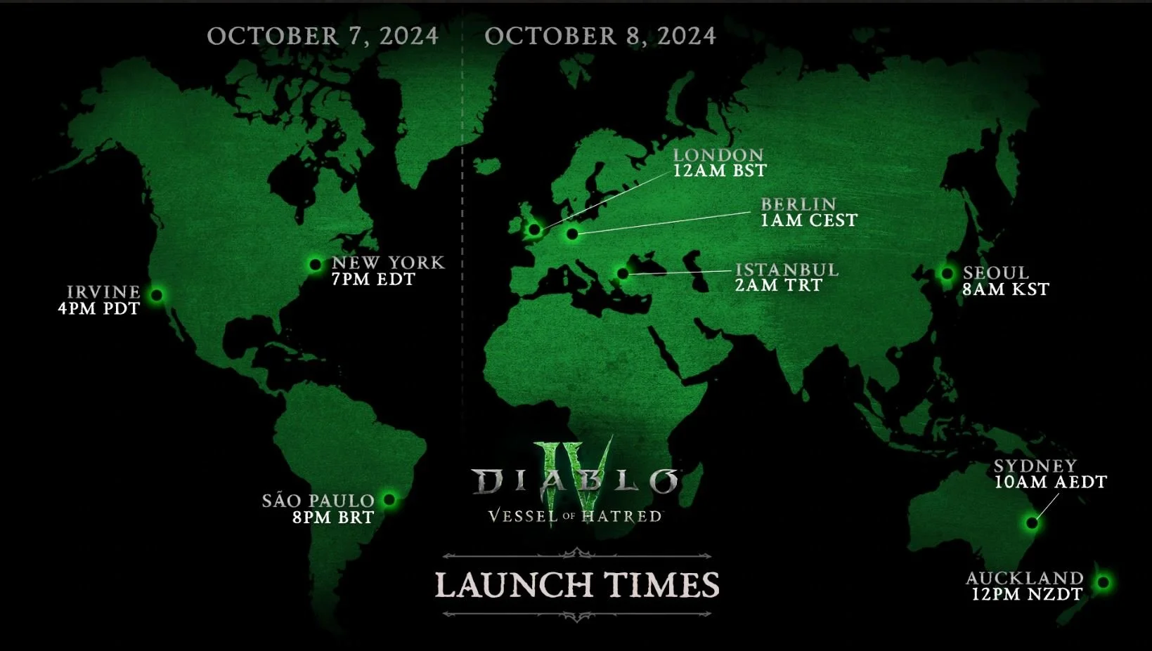 DIABLO IV: VESSEL OF HATRED Launch Time Map