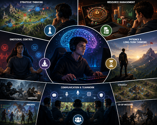 What skills does playing online games develop?