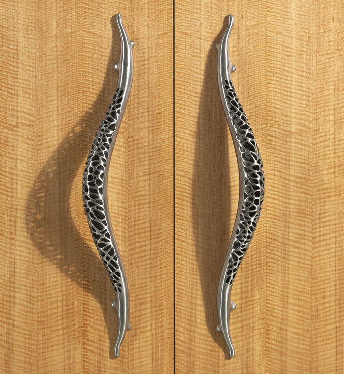 Morphic stainless steel door hardware from Martin Pierce Hardware. Photo by Doug Hill