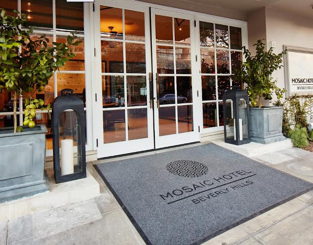Mosaic Hotel Beverly Hills CA Designer Intra-spec , architect Kollin Altomare Morphic door handles from Martin Pierce Hardware Los Angeles CA