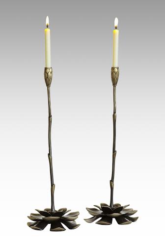 Bronze candlesticks by Martin Pierce Hardware Los Angeles CA 90016 Photo Doug Hill