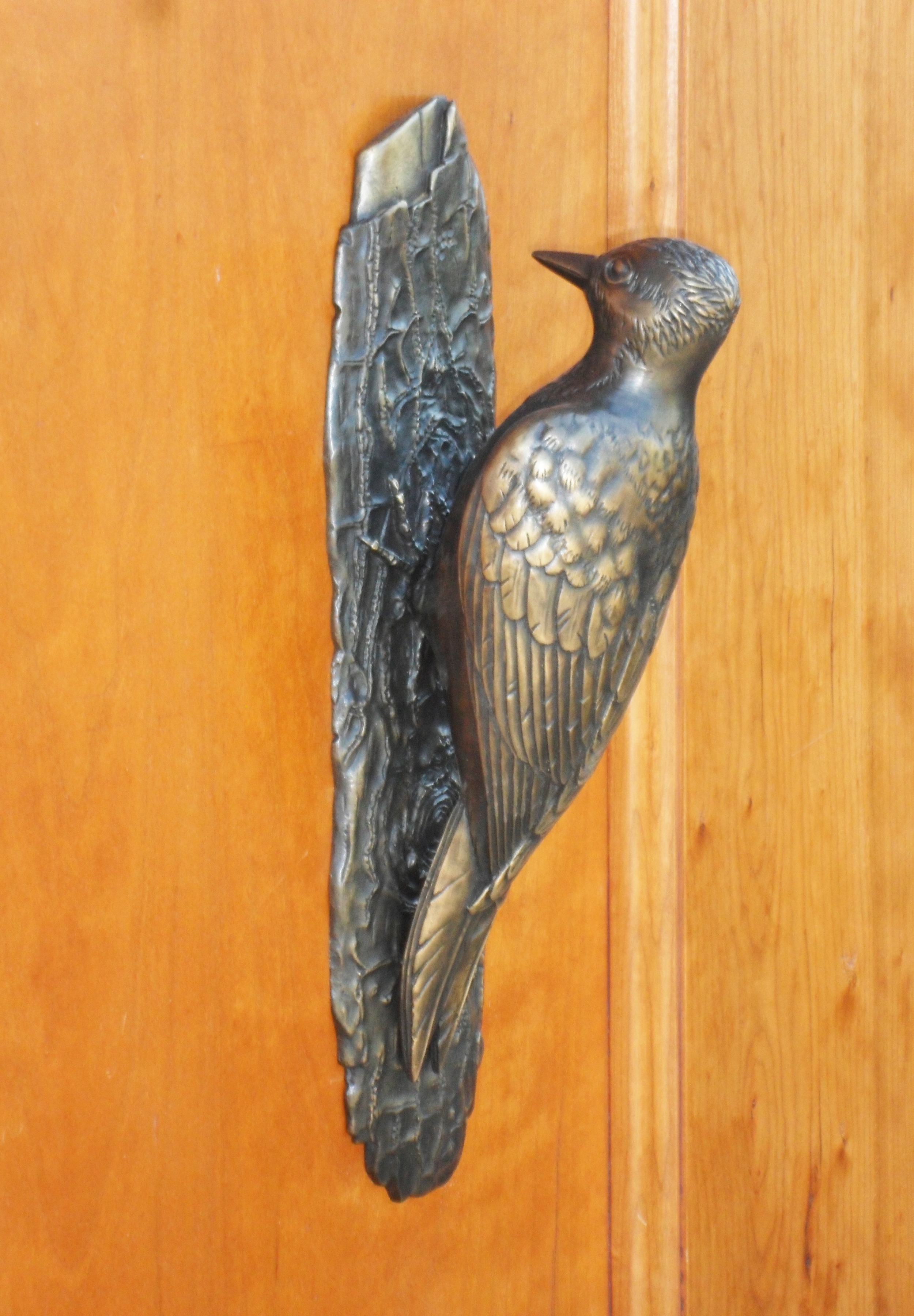 Woodpecker door knocker by Martin Pierce Hardware Los Angeles CA 90016 Photo Doug Hill