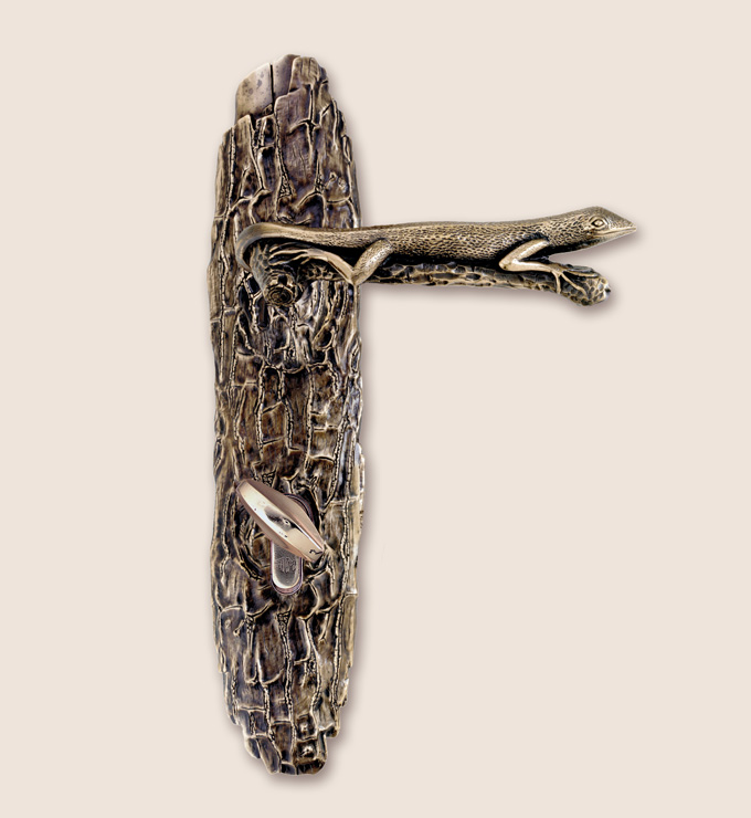 Multi point door lever from Lizard collection of entry door handles by Martin Pierce Hardware Los Angeles Ca 90016 photo Doug Hill