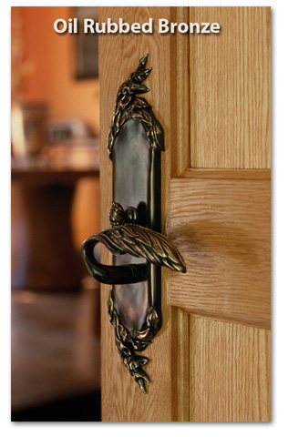 Willow entry door handle in oil rubbed bronze from Martin Pierce Hardware Los Angeles Ca 90016 Photo Doug Hill