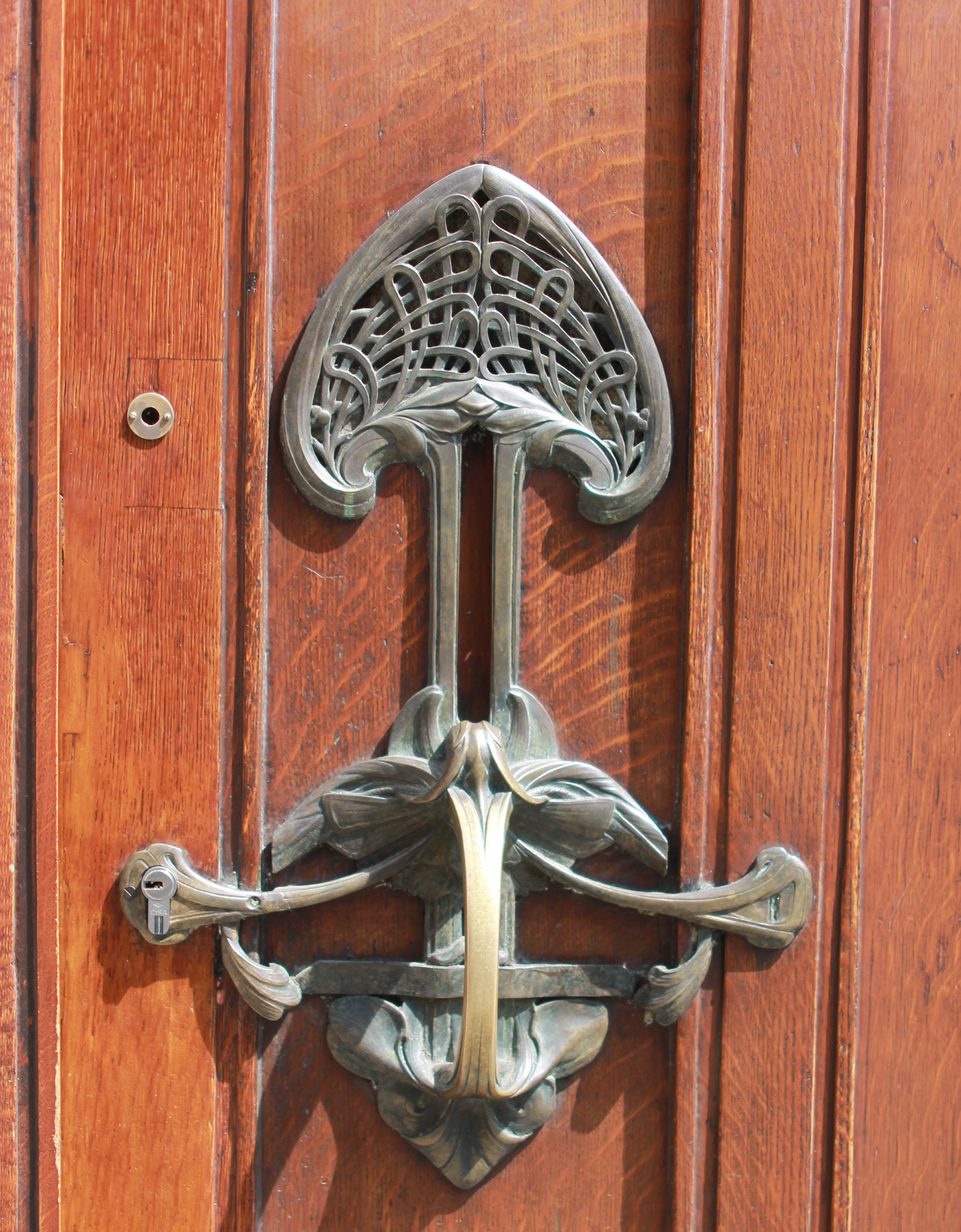 Bronze Door Set by Horta note the discreet keyed cylinder