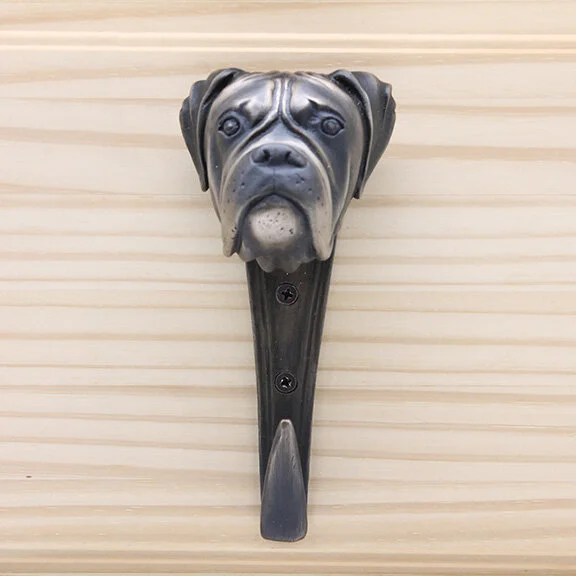 Boxer bronze coat hook - sculptural dog hardware