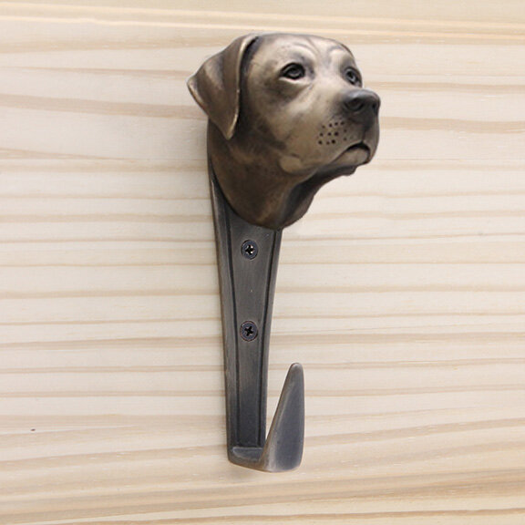 Side view of bronze Labrador leash hook showing sculptural canine profile by Martin Pierce