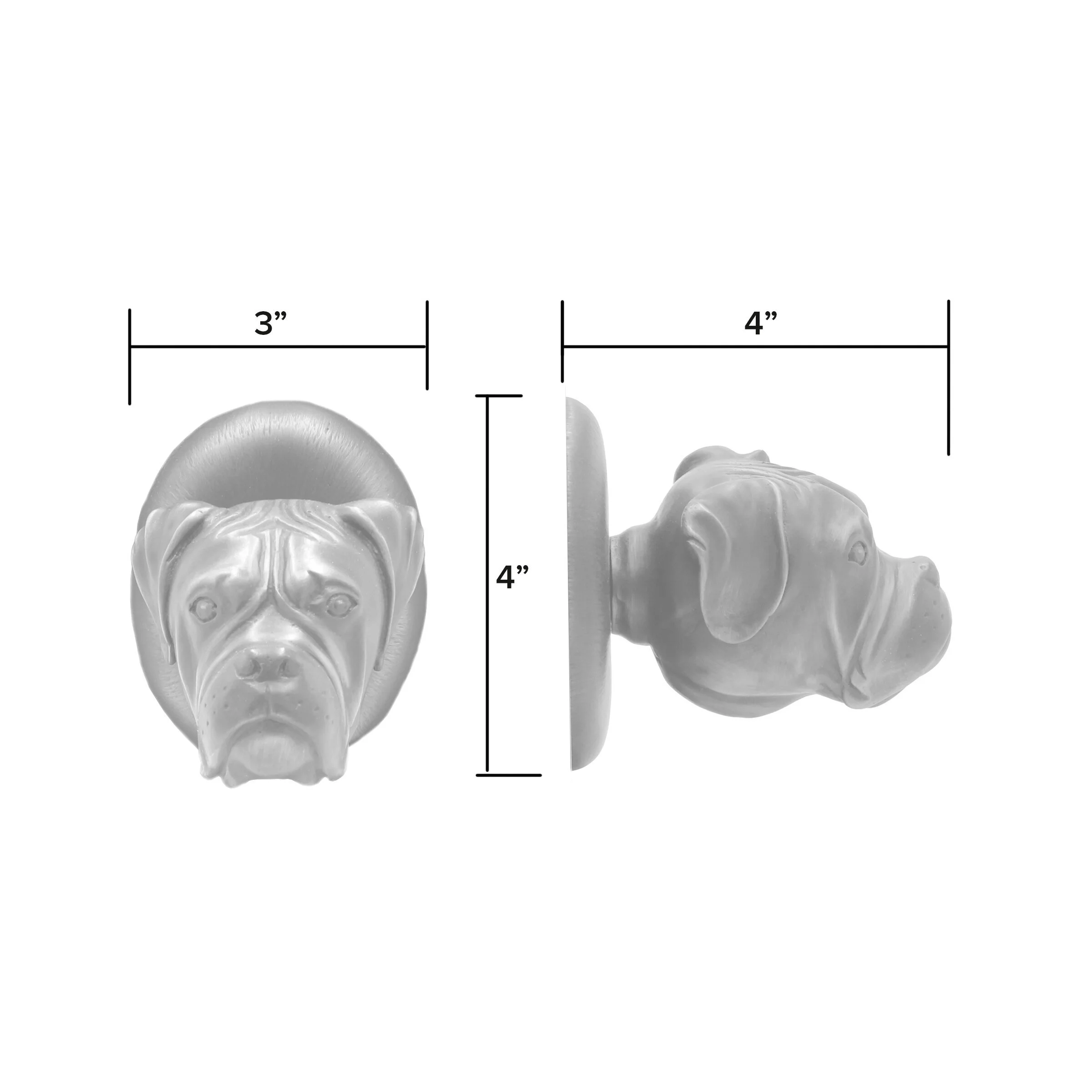 Dimensional drawing showing measurements of fixed Boxer door knob