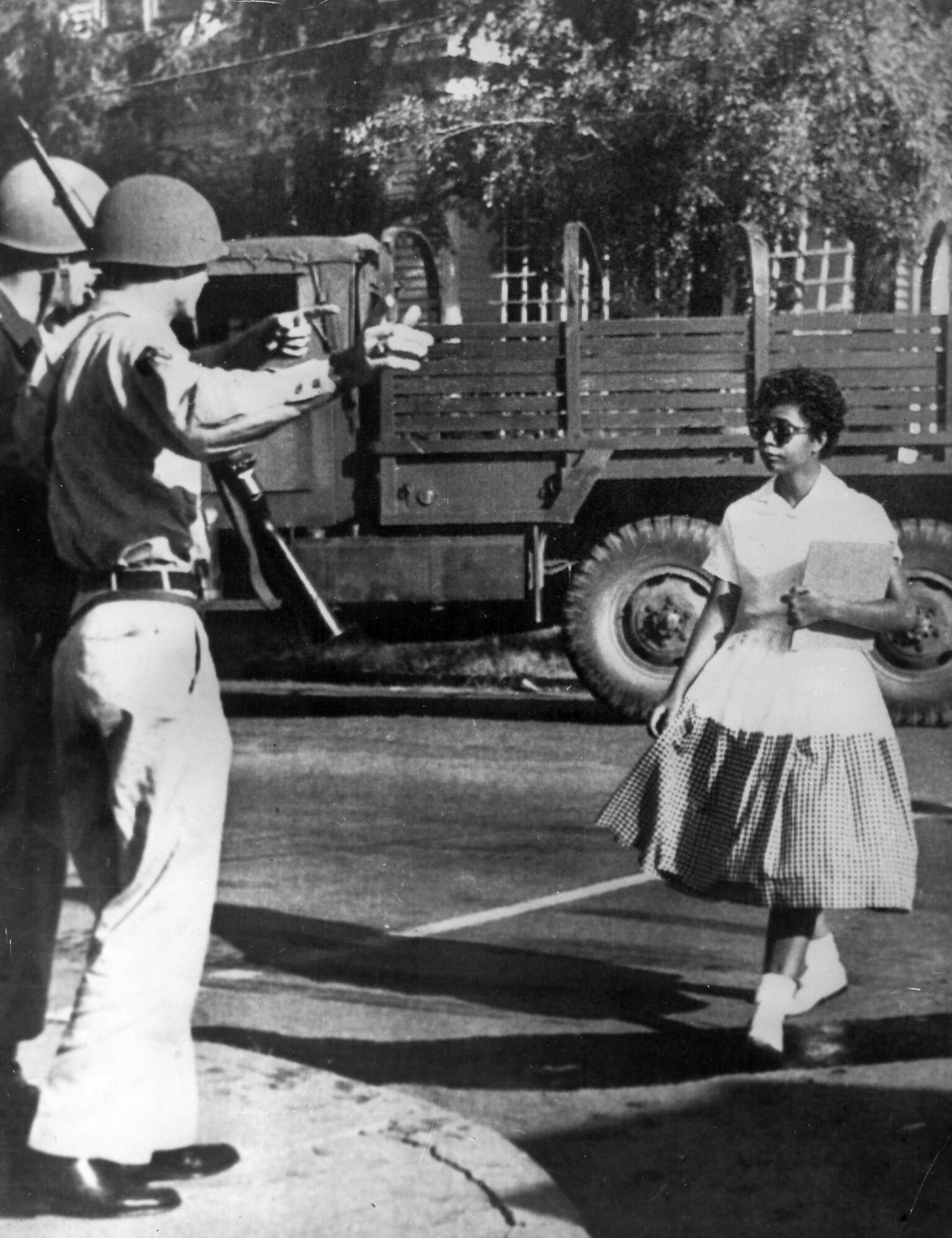 Elizabeth Eckford, desegregating Little Rock’s Central High School, 1957