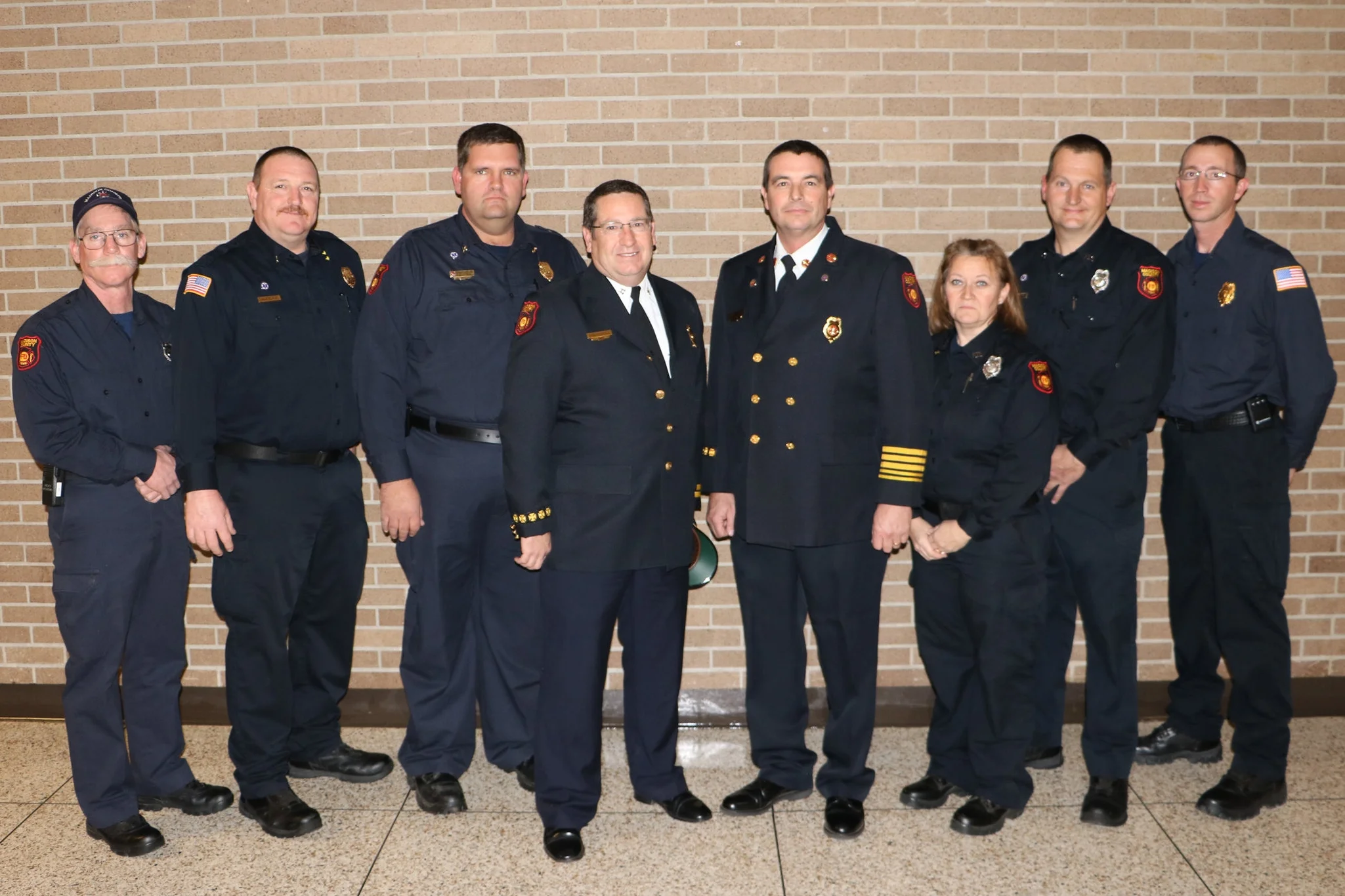 Robert Askew, Shane Barnes, Brian Kemp, Fire Marshall Don Friddle, Fire Chief Eric Turner, Kay Long, Gary Moore & Wesley Crower