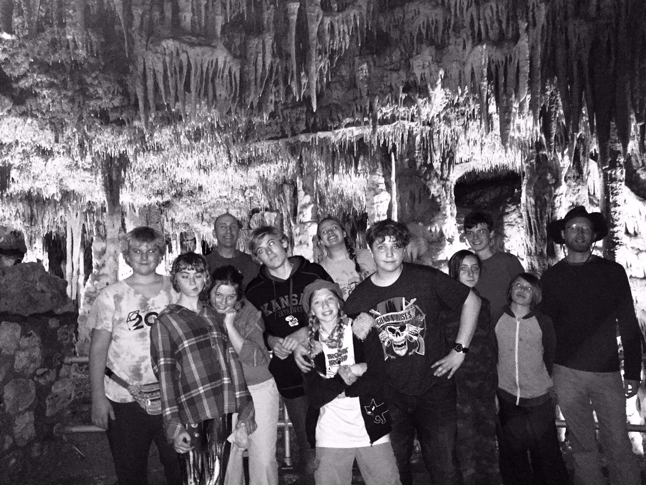 6th and 7th graders at Blanchard Springs Caverns in the Ozark National Forest. Listen to the below audio file to hear Waldorf Middle School Music spontaneously offered up in this magnificent setting!