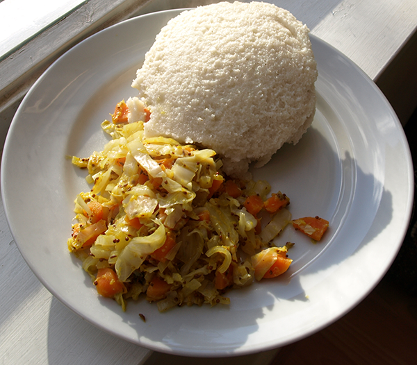 Ugali and cabbage. image via WikiMedia