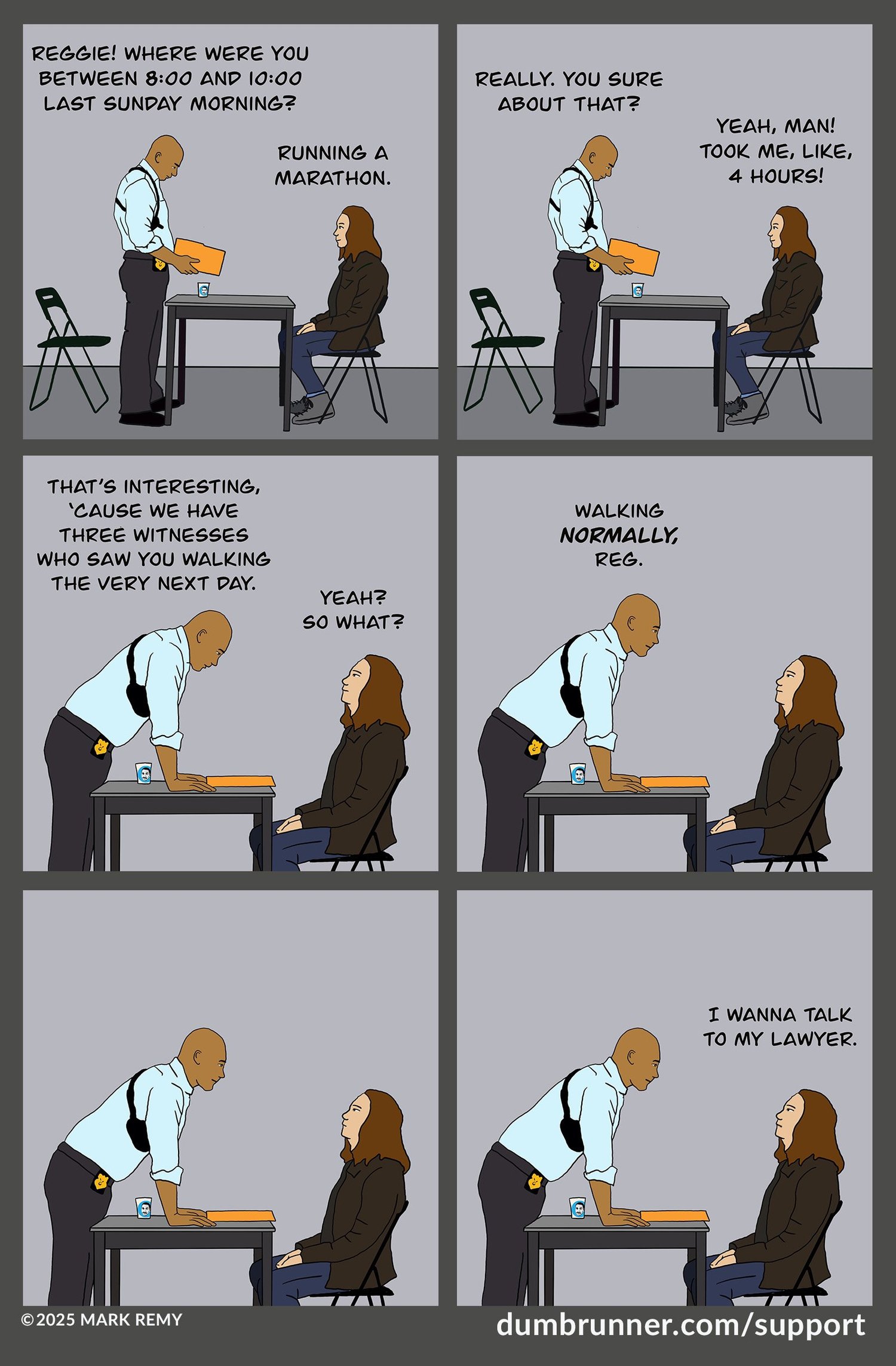 Dumb Runner Illustrated #142: 'Interrogation' — Mark Remy's DumbRunner.com