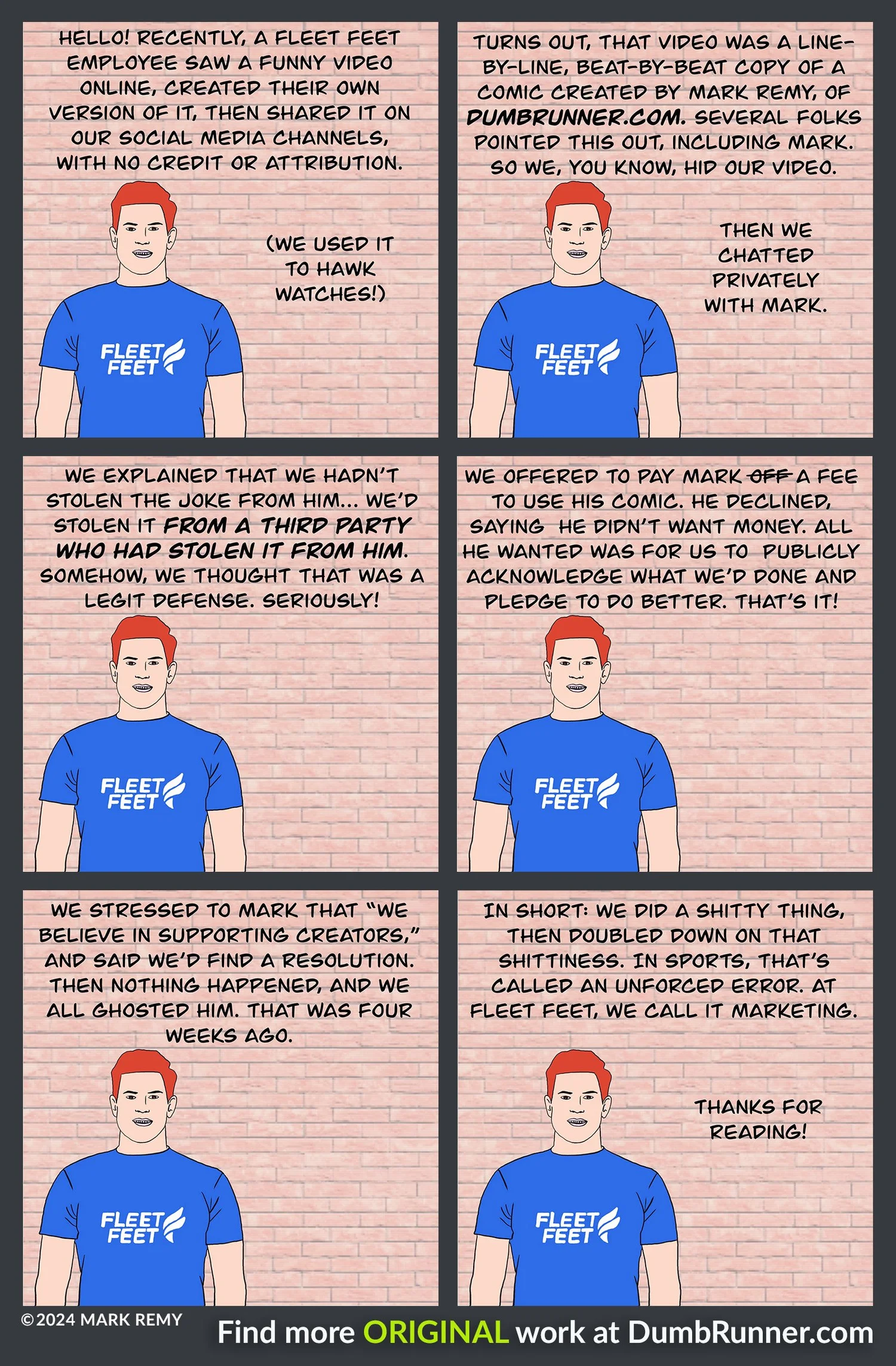 Mark Remy Cartoons Remember That Crappy Thing Fleet Feet Did? Fleet Feet Hopes You Don’t ...
