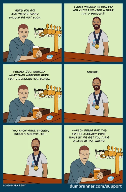 Mark Remy Cartoons Dumb Runner Illustrated #152: ‘Burger — Mark Remy's DumbRunner.com