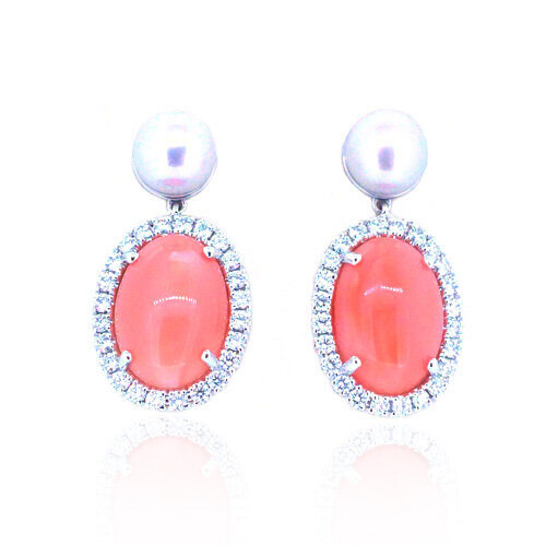 Pink C Pearl And Diamond Earrings Rare Stones T Foster Pink C Pearl And Diamond Earrings