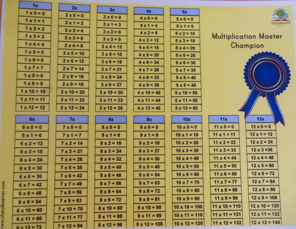 Multiplication Dry Erase Mark Off Chart Celebrate Simple