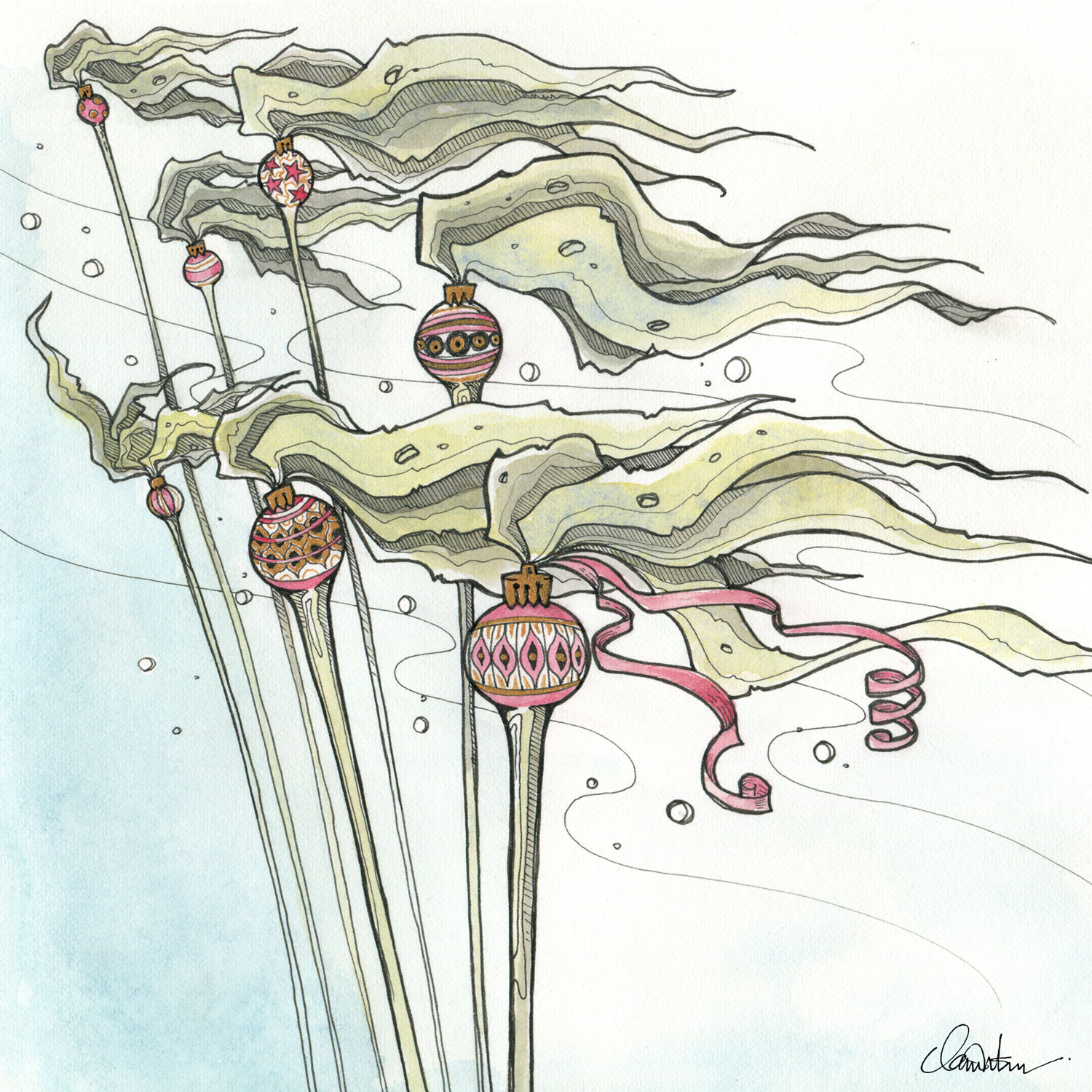 Ball Kelp Holiday Cards // Illustration